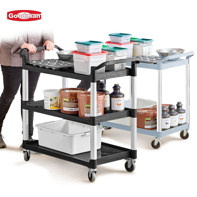 3 Regale mobiler Multifunktionswagen mit Rädern, Polypropylen, Grau, TR3004GY, 40,16" x 19,69"