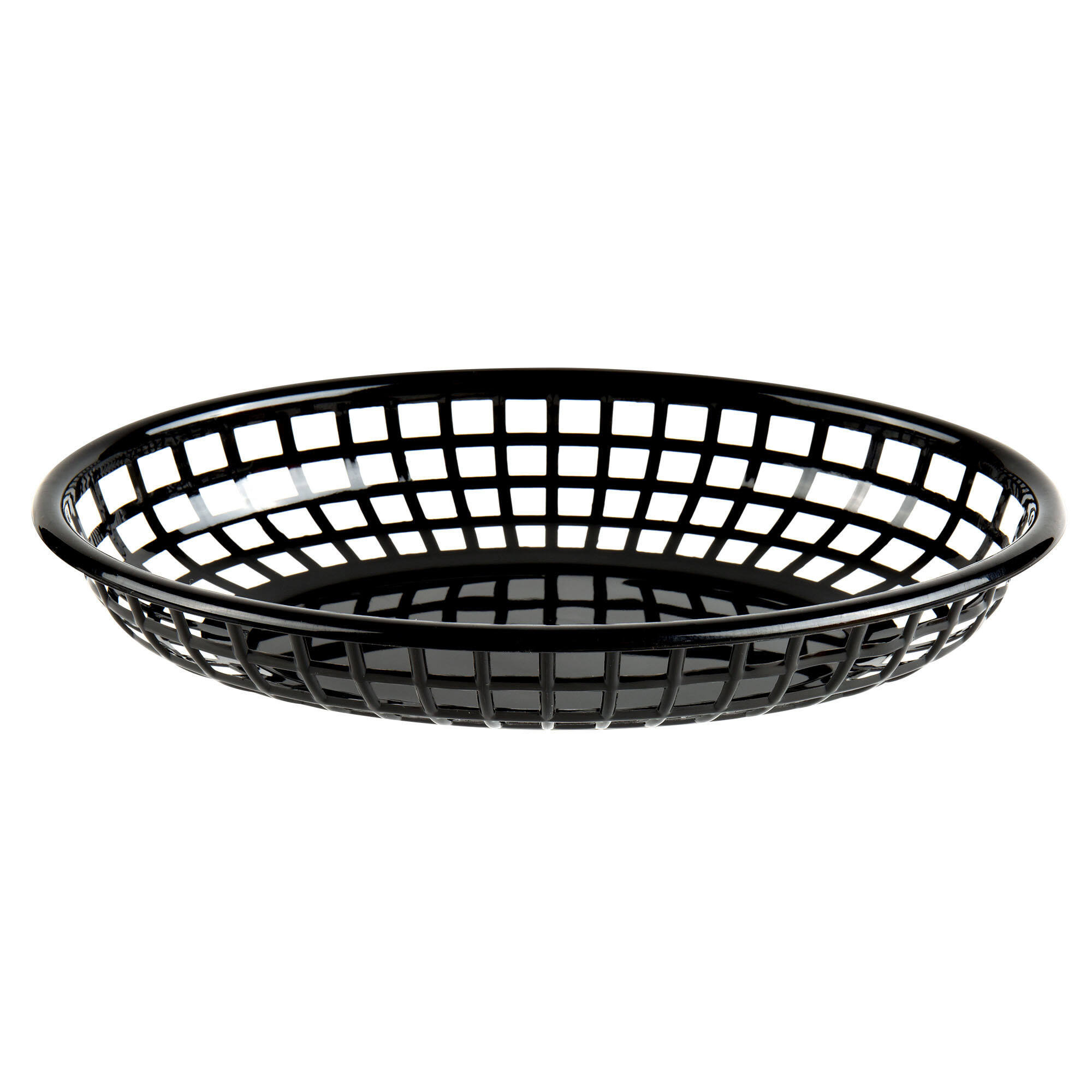 9 1/4" x 6" x 1 3/4" Oval Fast Food Basket, Polypropylene, Black, SE3017BK