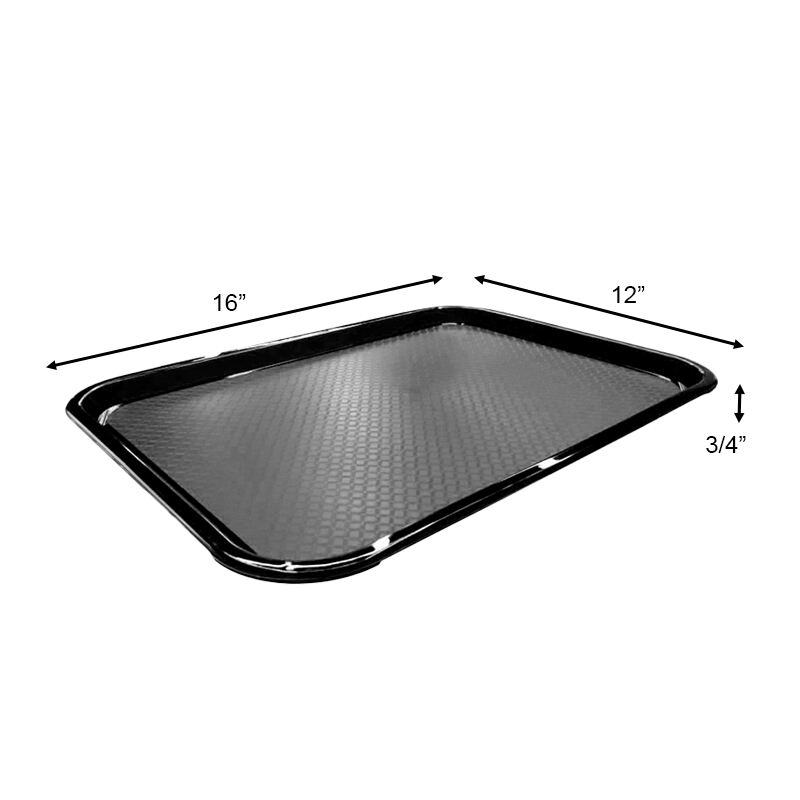 12" x 16" x 3/4” Restaurant Fast Food Tray, Polypropylene, Black, SE3002BK