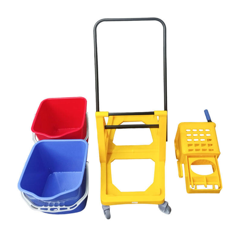 34L Double Mop Bucket Trolley with Wringer, Polypropylene, Yellow, JA3117