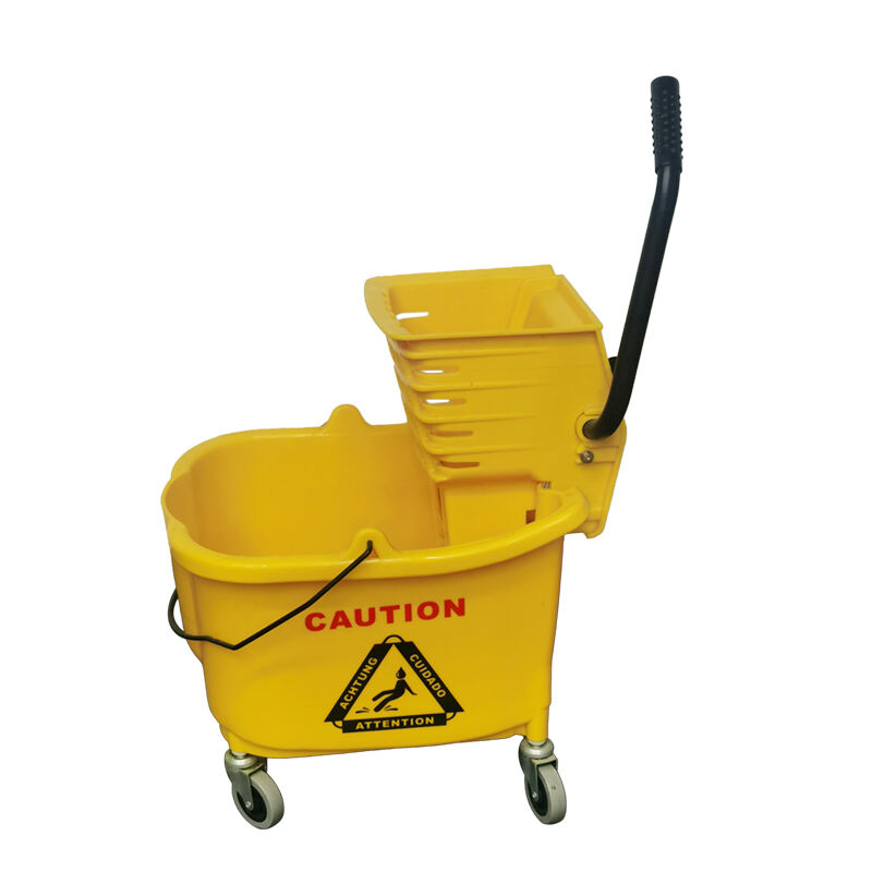 32 Liter Mop Bucket Trolley with Side-press Wringer, Polypropylene, Yellow, JA3120