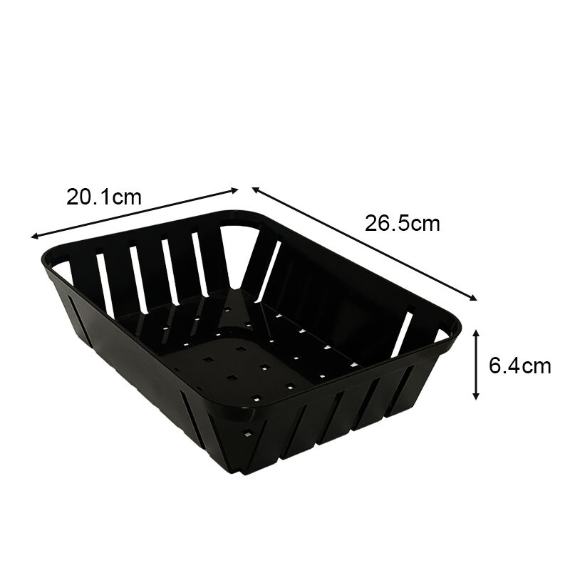 10 1/2" x 7 7/8" x 2 1/2"  Rectangular Fast Food Basket, Polypropylene, Black, SE3020BK