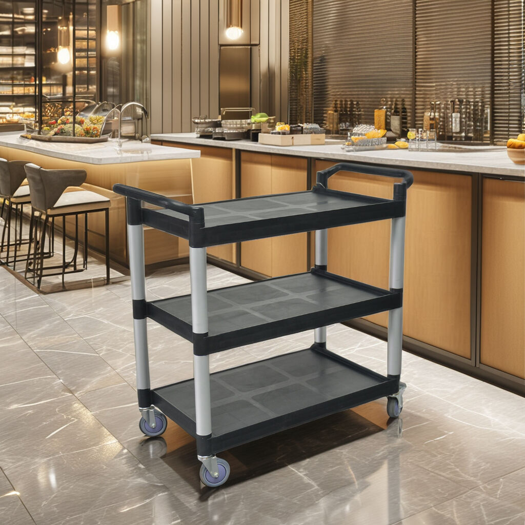 3 Regale mobiler Multifunktionswagen mit Rädern, Polypropylen, Grau, TR3003GY, 31,89" x 17,13"