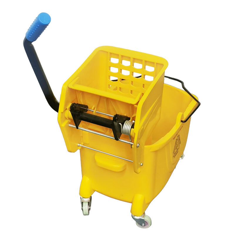 26 Liter Mop Bucket Trolley with Side-press Wringer, Polypropylene, Yellow, JA3011