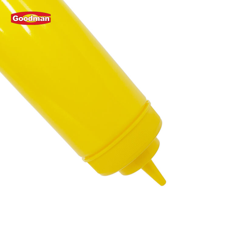 24 oz.  Plastic Sauce Squeeze Bottle with Wide Mouth, Polyethylene, Yellow