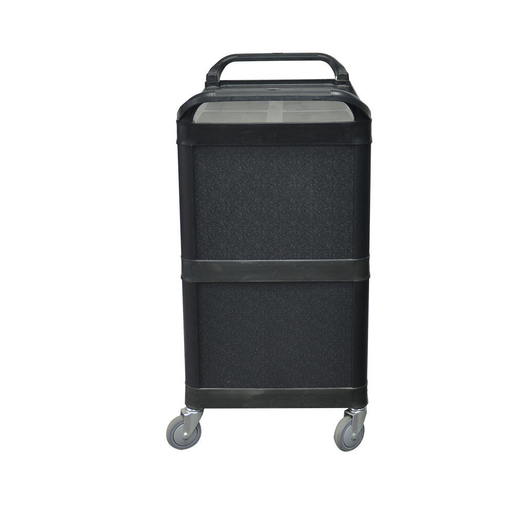 3 Fächer Halbgeschlossener Servicewagen mit Seitenplatten, Polypropylen, TR3012, 31,89" x 17,13"