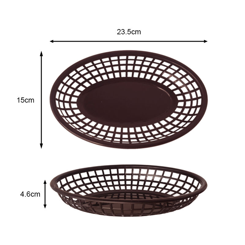 9 1/4" x 6" x 1 3/4" oval fastfood kurv, polypropylen, brun, SE3017BN