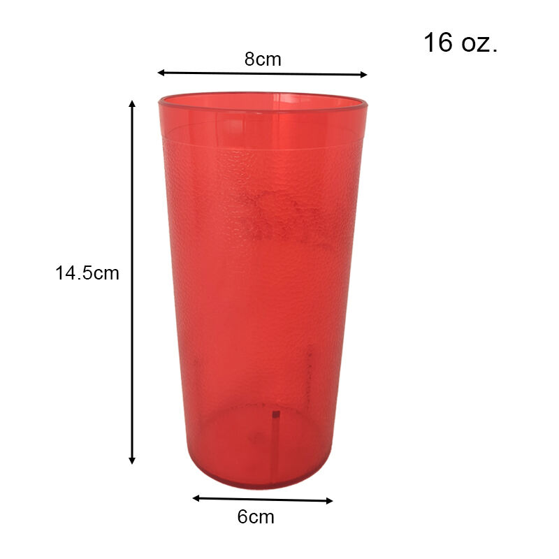 16 oz. Pebbled Tumbler Restaurant Cup, SAN Plastic, Rød, DR3005RD