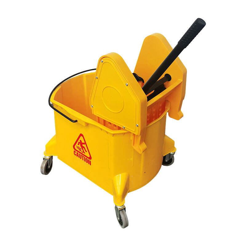 38 Liter Mop Bucket Trolley with Down-press Wringer, Polypropylene, Yellow, JA3013