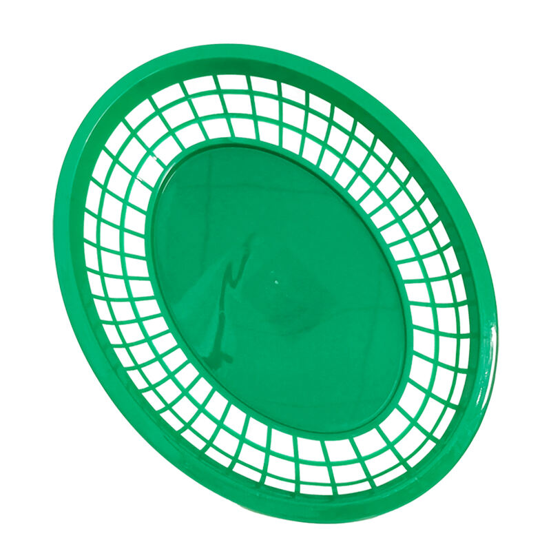 12" x 9" x 1 3/4" Oval Fast Food Basket, Polypropylene, Green, SE3019GN