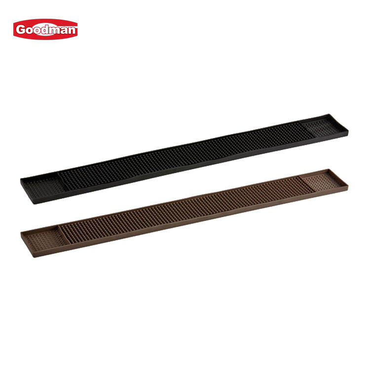 Bar Accessories 27" x 3" Rectangular Bar Mat, PVC, Black, BA3002