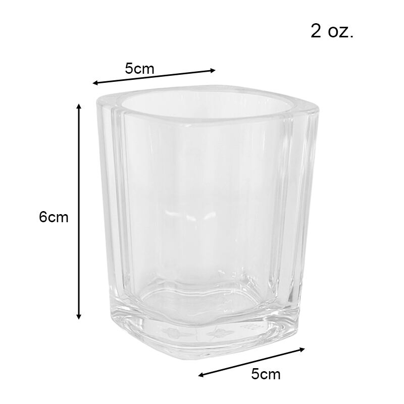 2 oz. Plastic Square Shot Glass, Polycarbonate, Clear, DR3038