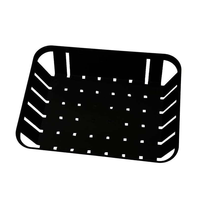 10 1/2" x 7 7/8" x 2 1/2"  Rectangular Fast Food Basket, Polypropylene, Black, SE3020BK