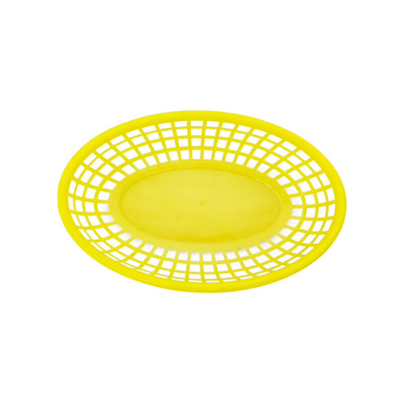 9 1/4" x 6" x 1 3/4" Oval Fast Food Basket, Polypropylene, Yellow, SE3017YE