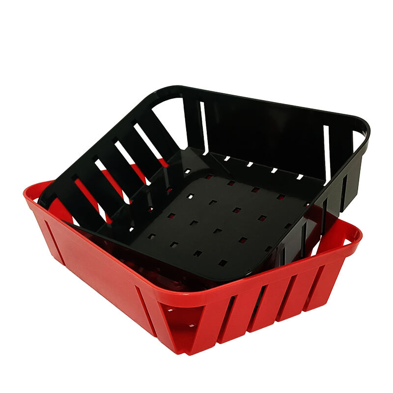 10 1/2" x 7 7/8" x 2 1/2"  Rectangular Fast Food Basket, Polypropylene, Black, SE3020BK