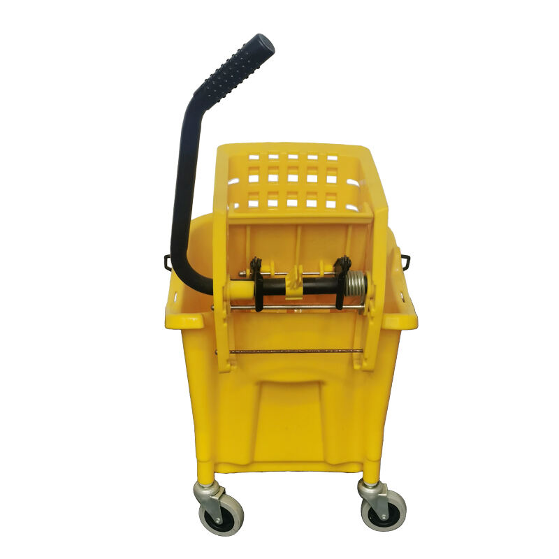 32 Liter Mop Bucket Trolley with Side-press Wringer, Polypropylene, Yellow, JA3120