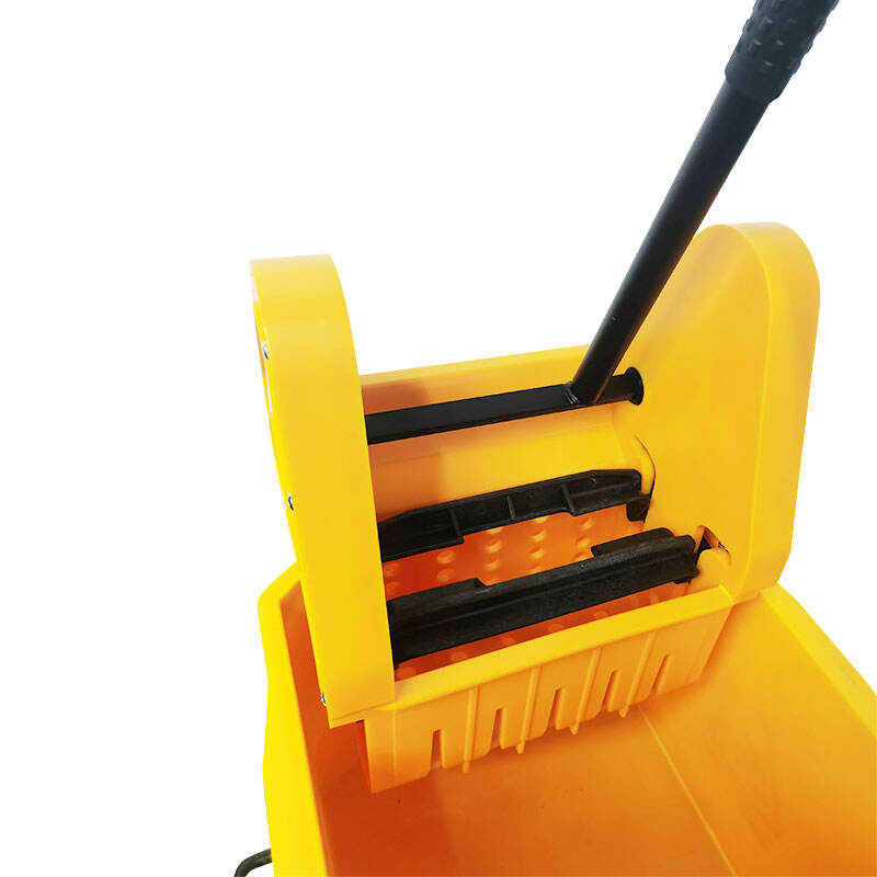 38 Liter Mop Bucket Trolley with Down-press Wringer, Polypropylene, Yellow, JA3013