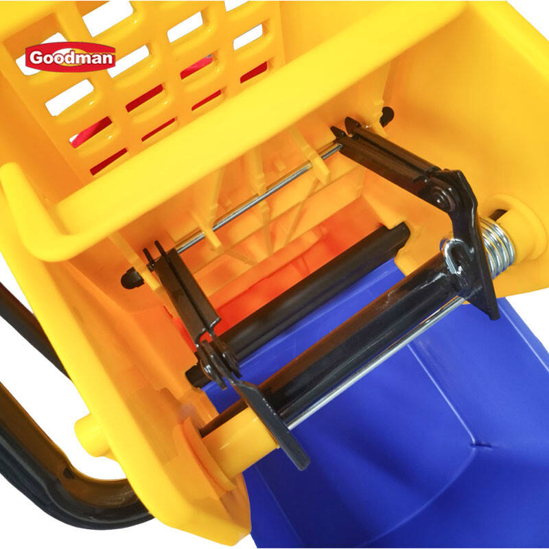 34L Double Mop Bucket Trolley with Wringer, Polypropylene, Yellow, JA3117