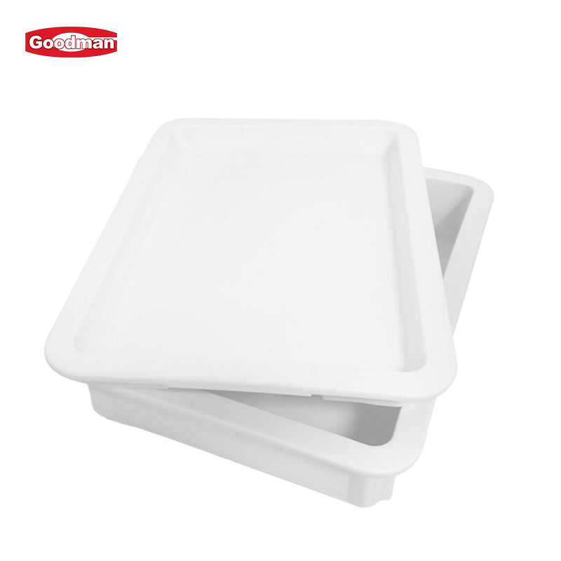 18 3/4"x12 1/2"x3 3/8" Pizza Dough Box, Polypropylene, White