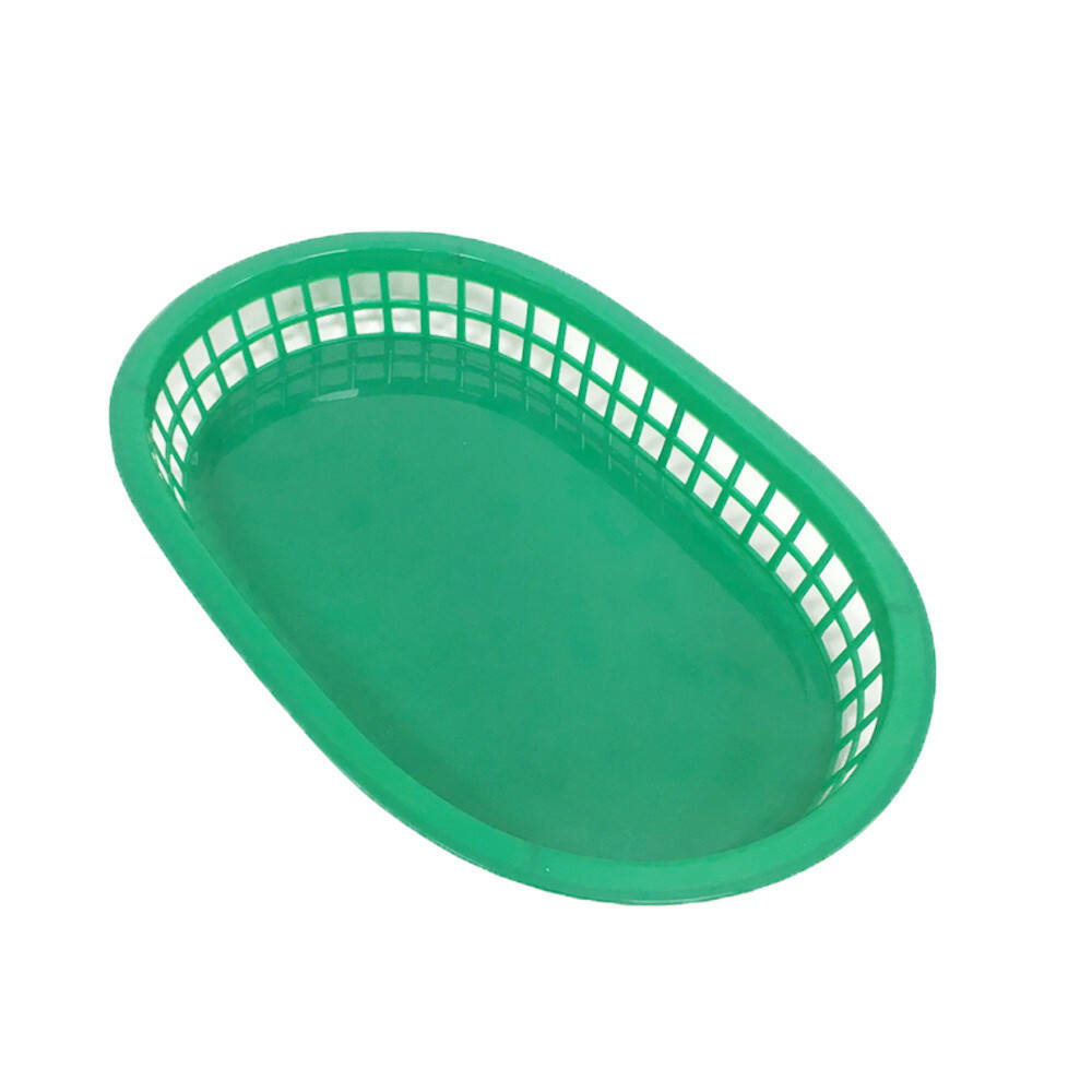 11" x 7" x 1 1/2" Fast Food Basket, Polypropylene, Green, SE3018GN