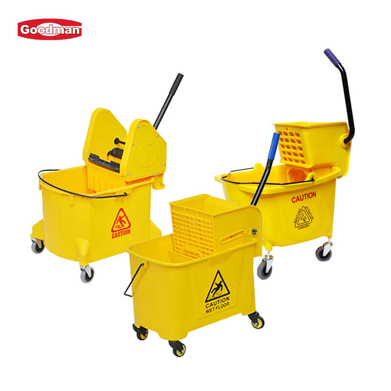 38 Liter Mop Bucket Trolley with Down-press Wringer, Polypropylene, Blue, JA3013