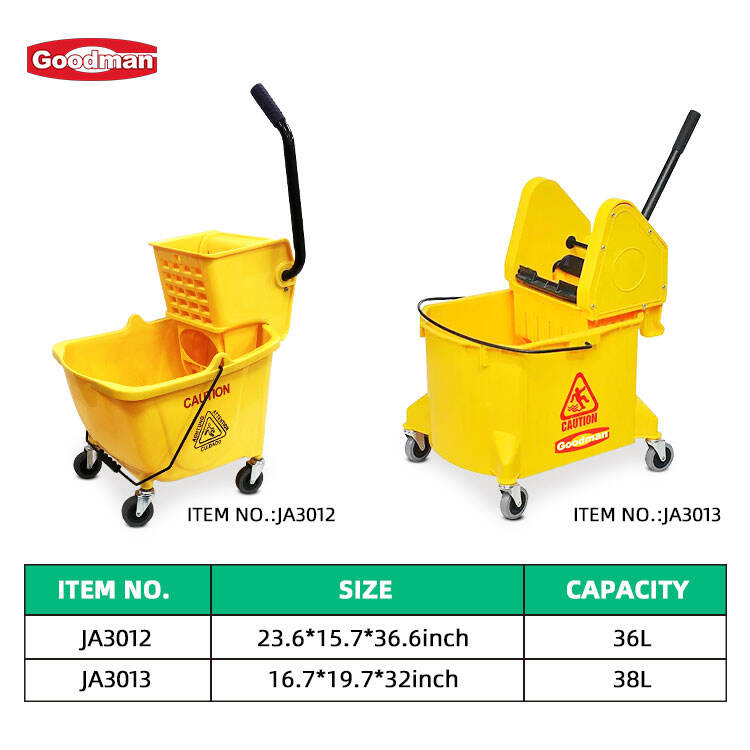 35 Liter Mop Bucket Trolley with Side-press Wringer, Polypropylene, Yellow, JA3012