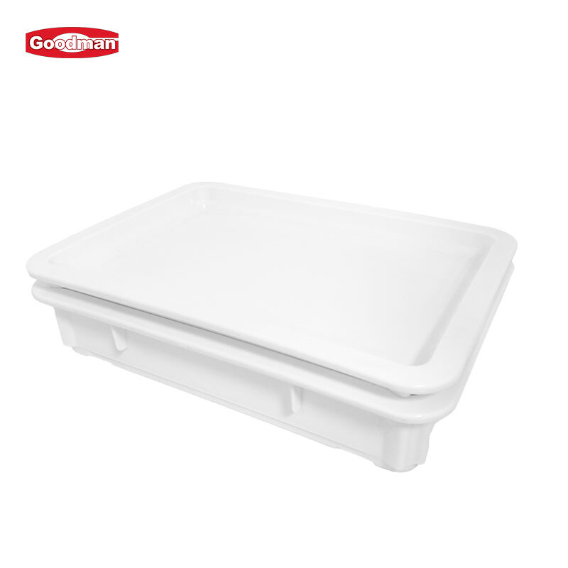 18 3/4"x12 1/2"x3 3/8" Pizza Dough Box, Polypropylene, White