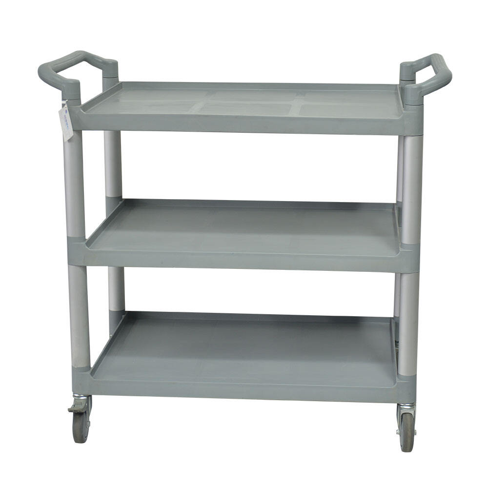 3 Regale mobiler Multifunktionswagen mit Rädern, Polypropylen, Grau, TR3004GY, 40,16" x 19,69"