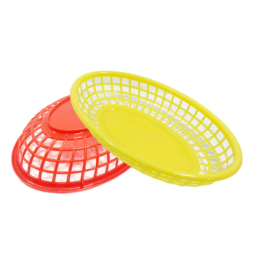 9 1/4" x 6" x 1 3/4" Oval Fast Food Basket, Polypropylene, Yellow, SE3017YE