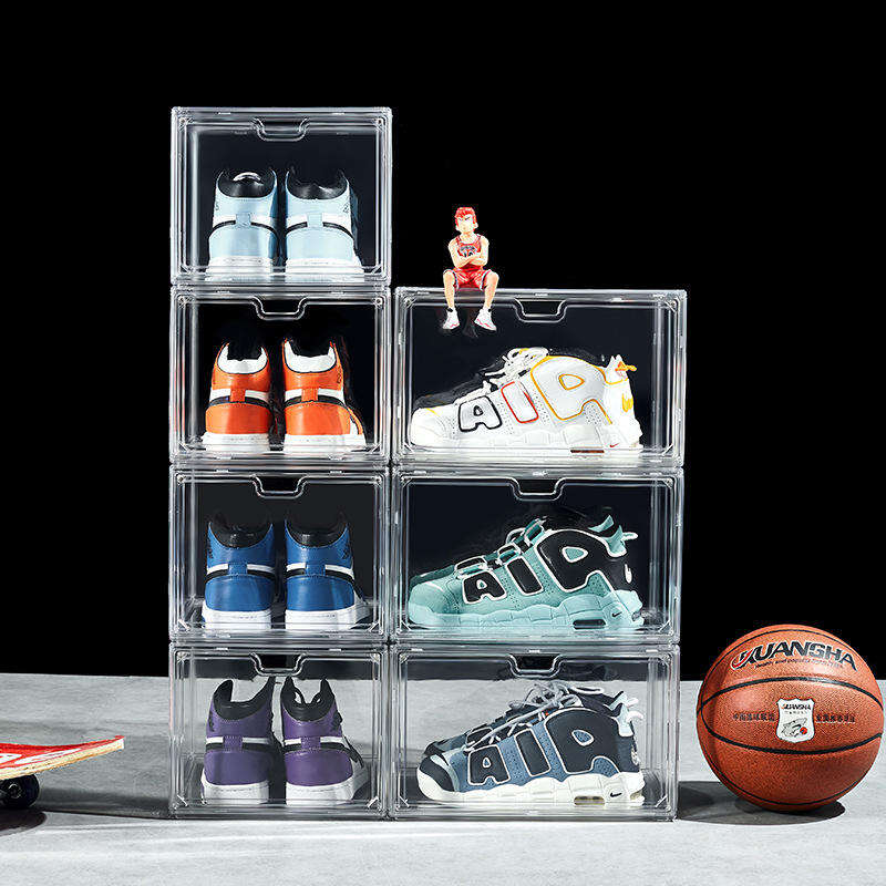 Stackable Clear Sneaker Storage Organizer Magnetic Shoe Display Case Acrylic Box for Shoes