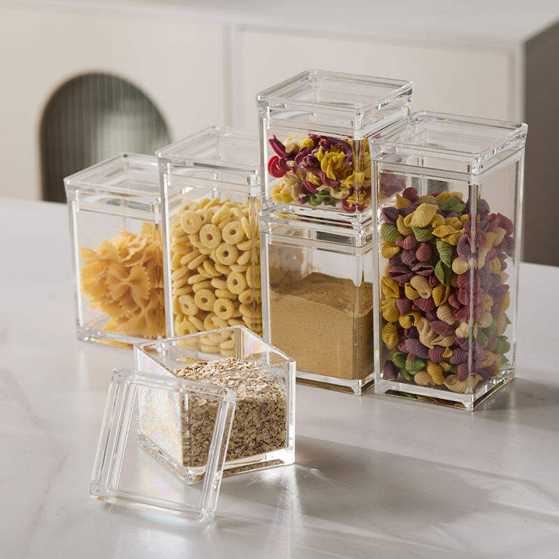 Stackable Airtight Acrylic Kitchen Storage Jars Set - High Quality Jars & Pantry Containers with Lids, Multi-Size Canisters
