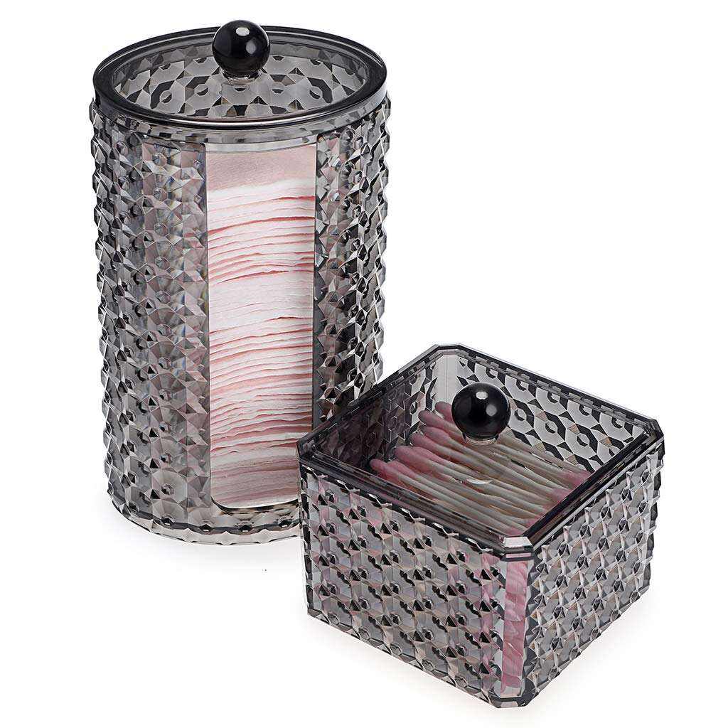 Bathroom Canister Jar Square Cotton Swab Organizer Box for Cotton Pads and Sticks