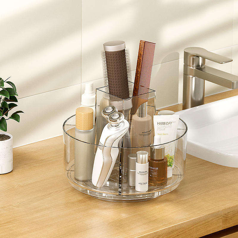 Plastic 360 Degree Rotating Bathroom Table Makeup Organizer Rack Diy Storage Box