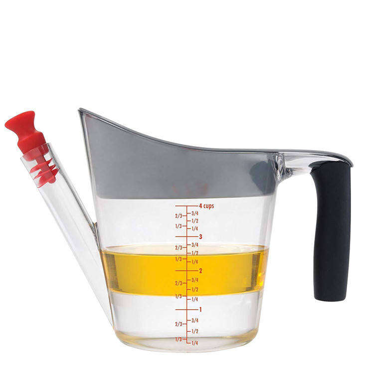 Kitchen Oil Measuring Cup and Strainer Fat Separator Gravy Cups With Lids