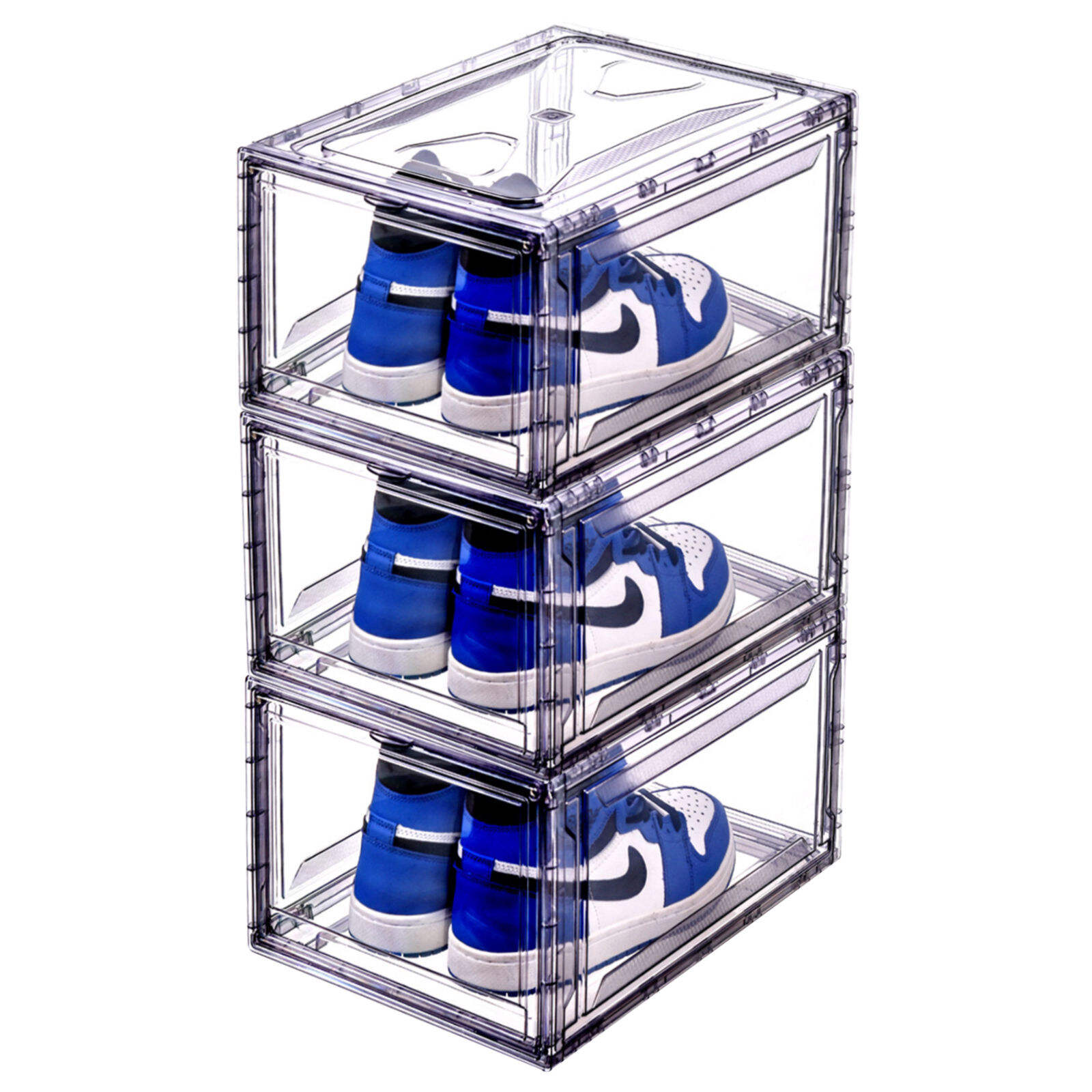 Stackable Magnetic Drop Front Shoes Box Plastic Storage Transparent Display Box for Shoe