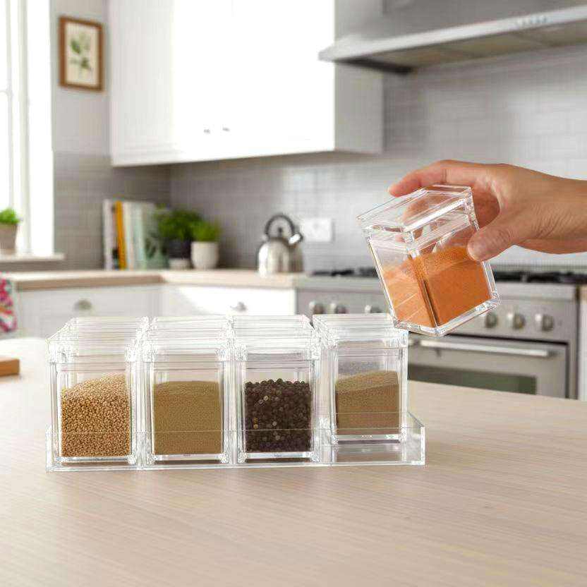 Airtight Kitchen Spice Jars Set with Tray - 12-Piece 150ml Seasoning Organizer Box for Herbs & Dry Goods