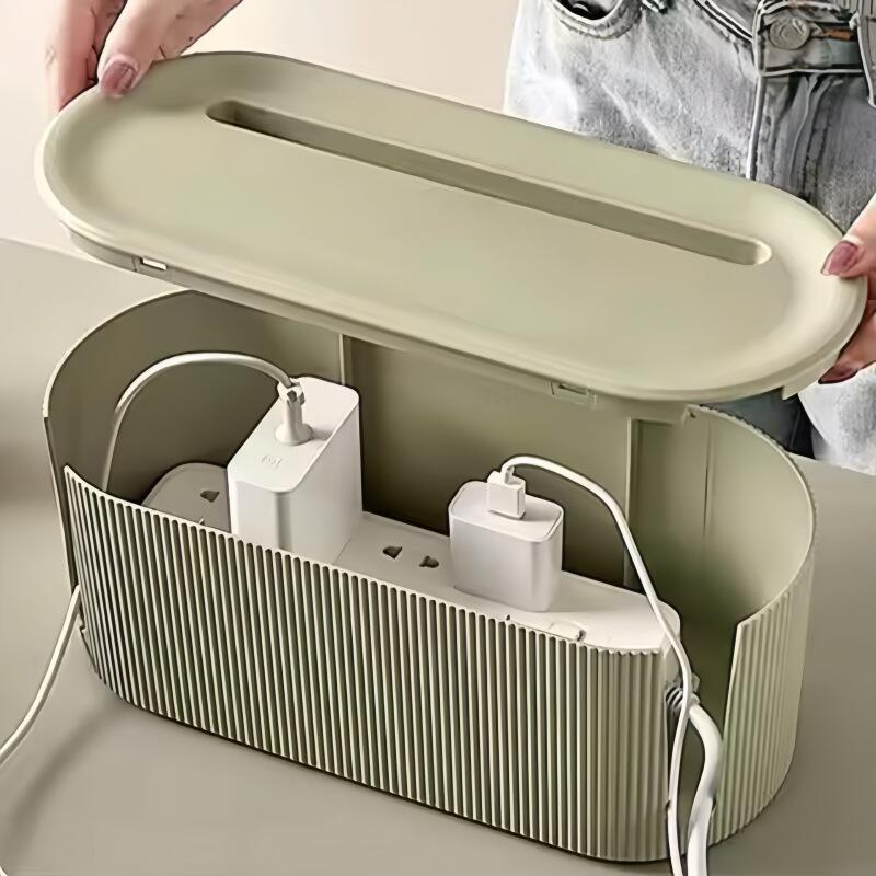 Desktop Plastic Cable Management Storage Boxes Organizer with Lid Wire Tidying Box