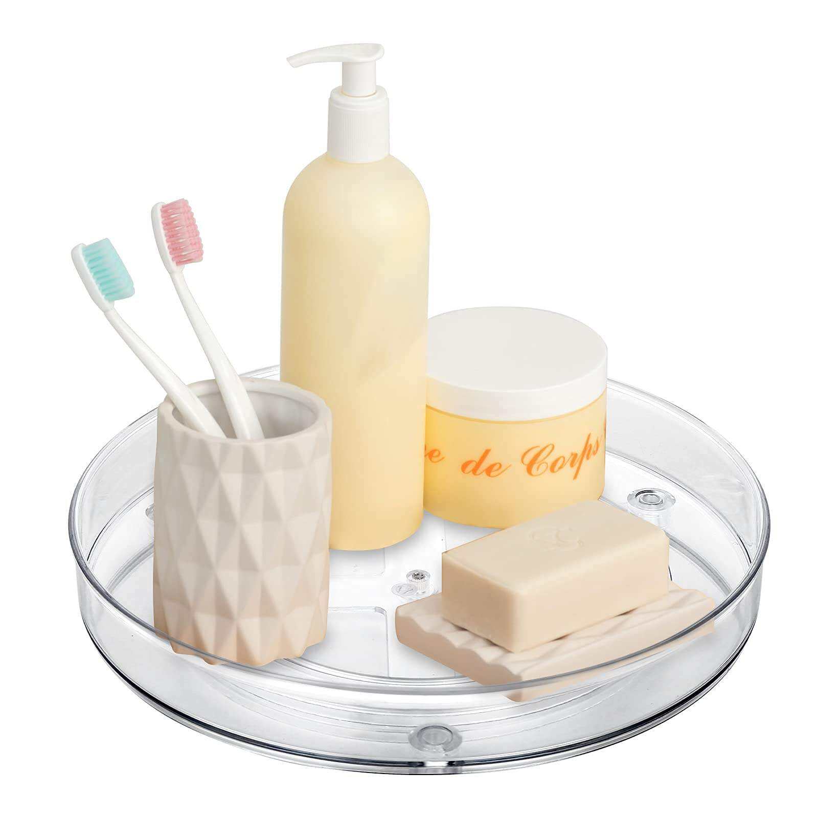 Clear Acrylic Rotating Lazy Susan Storage Turntable Containers Organizer for Kitchen, Cabinet, Pantry