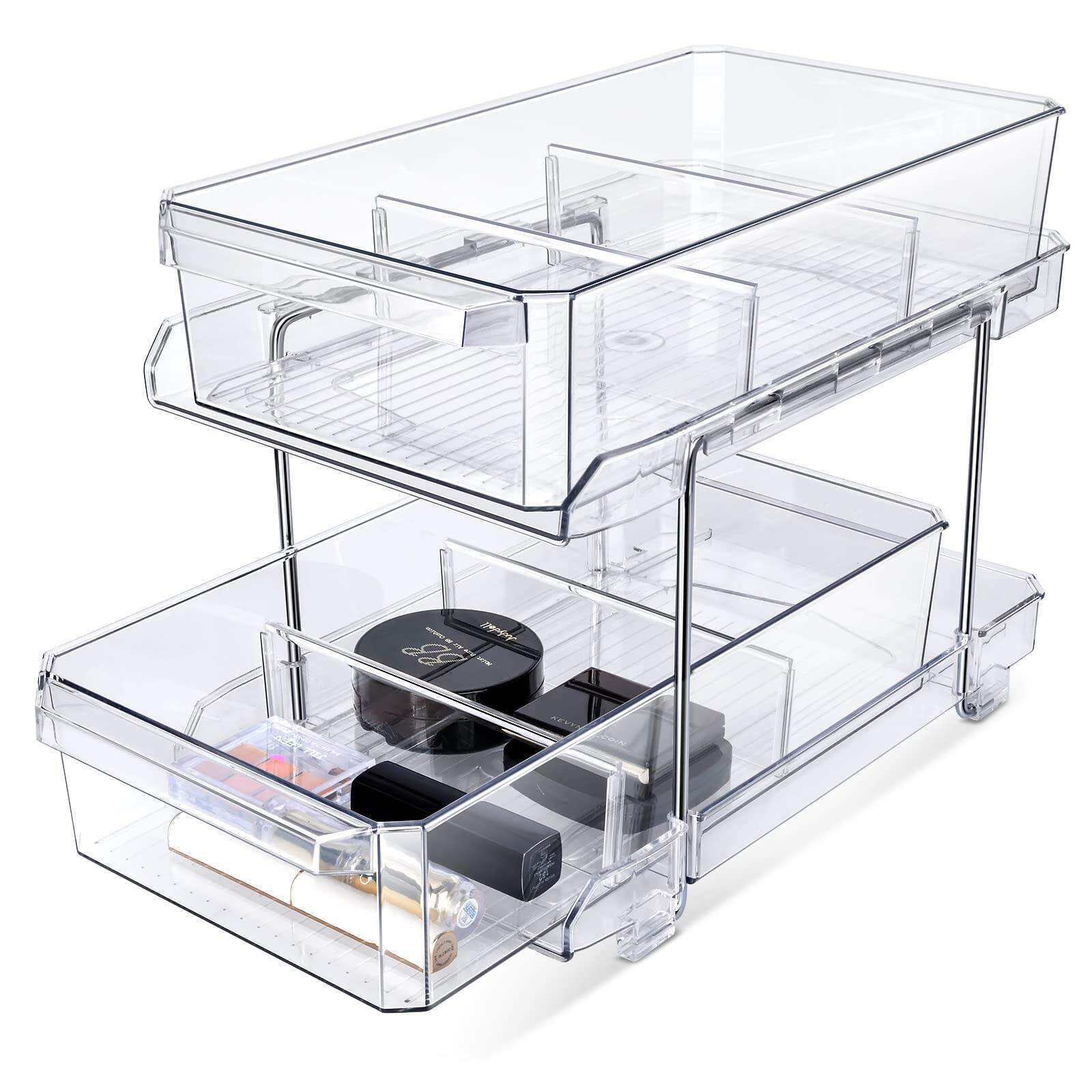 Double Bathroom Pantry Under Sink Organizers and Storage Pull Out Cosmetics Cabinet Organizer