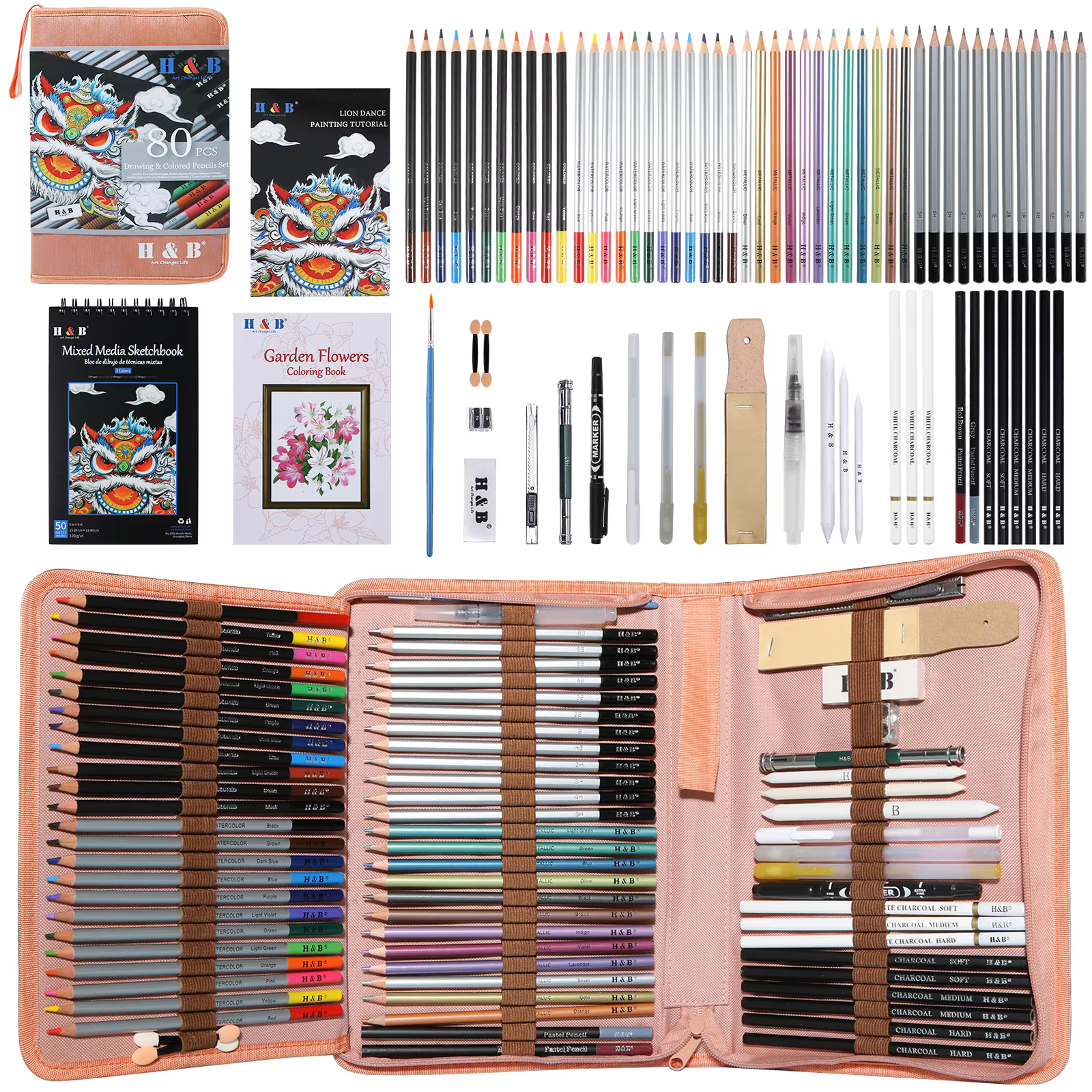 Art Supplies Drawing Kit and 80pcs Sketch Pencils Drawing Set