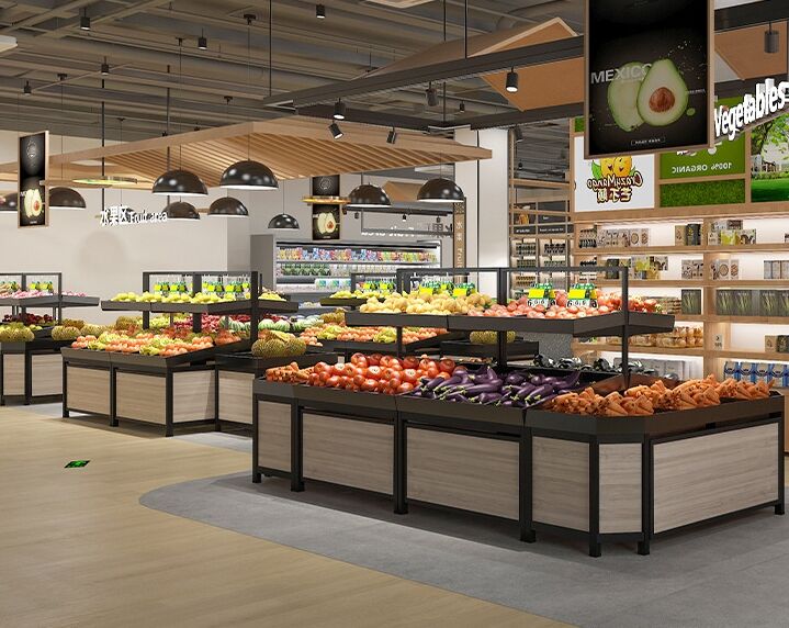 Фабрично производство на персонализирани рафтове за супермаркети за хранителни стоки и аптеки