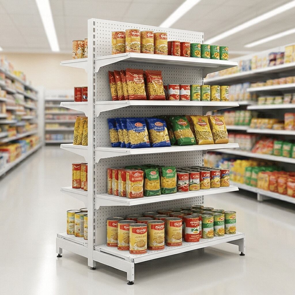 New shelves in large supermarkets