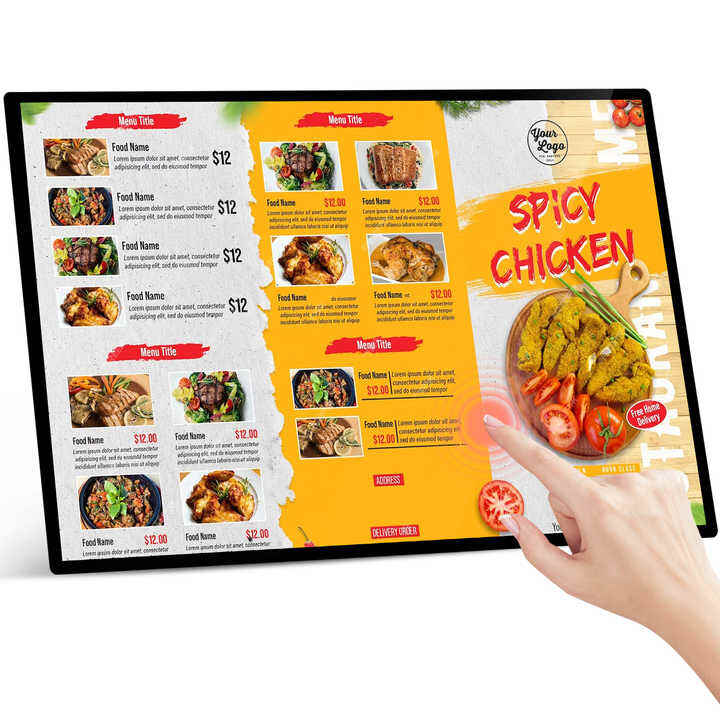 18,5 inch touchscreen advertentie display ondersteuning desktop wandmontage