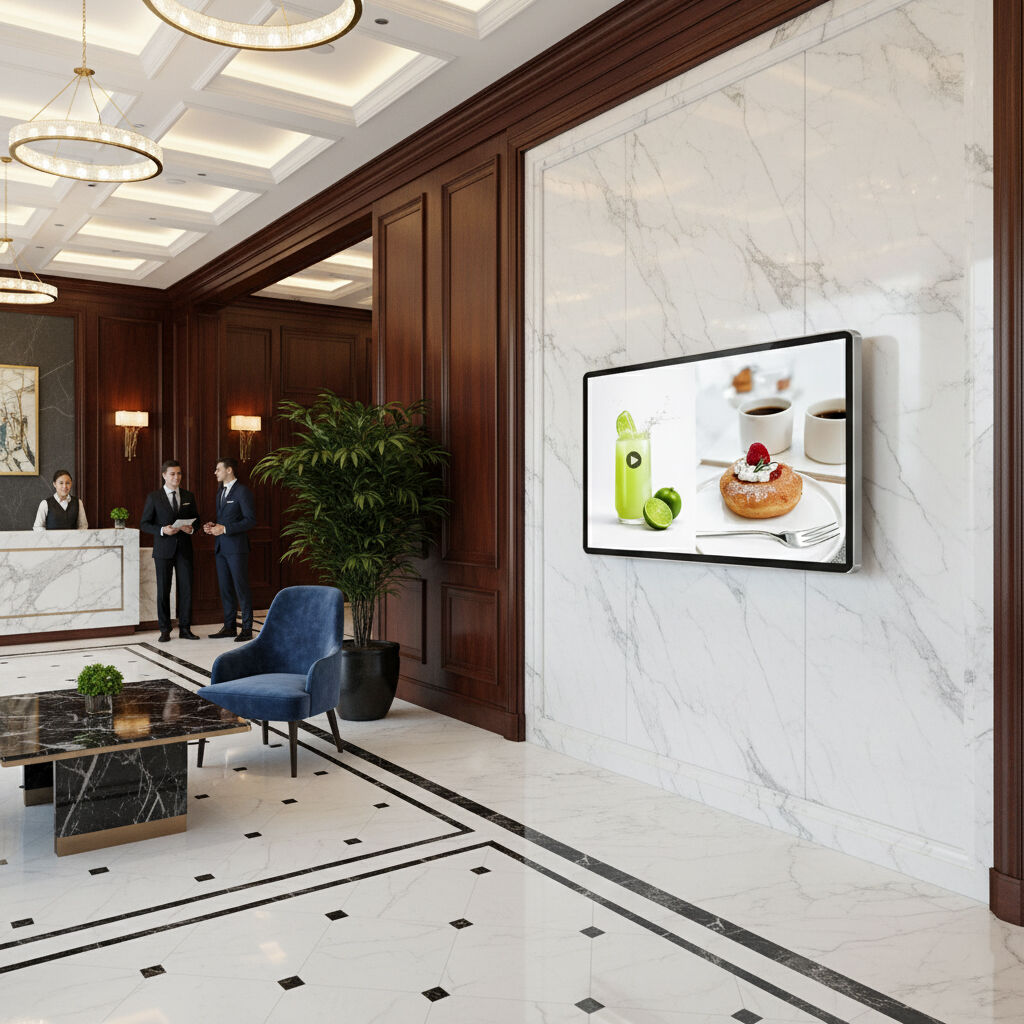 ยกระดับประสบการณ์ของแขกด้วยป้ายดิจิทัล: โรงแรมระดับหรูเปลี่ยนโฉมล็อบบี้ด้วยแท็บเล็ตแสดงโฆษณาแบบอินเตอร์แอคทีฟ