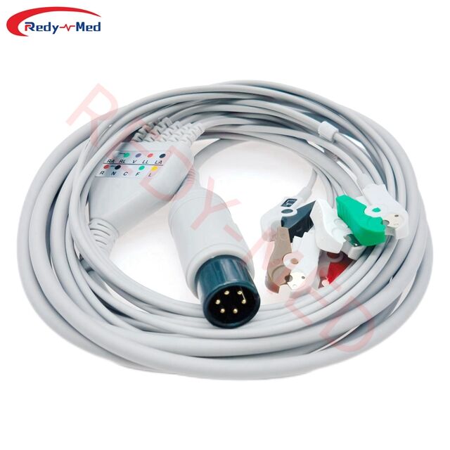 Compatible With Zoll/Mindray/Edan/Comen/Welch Allyn ECG Cable,AAMI 6pin 3 Lead/5 Lead One-Piece ECG Cable