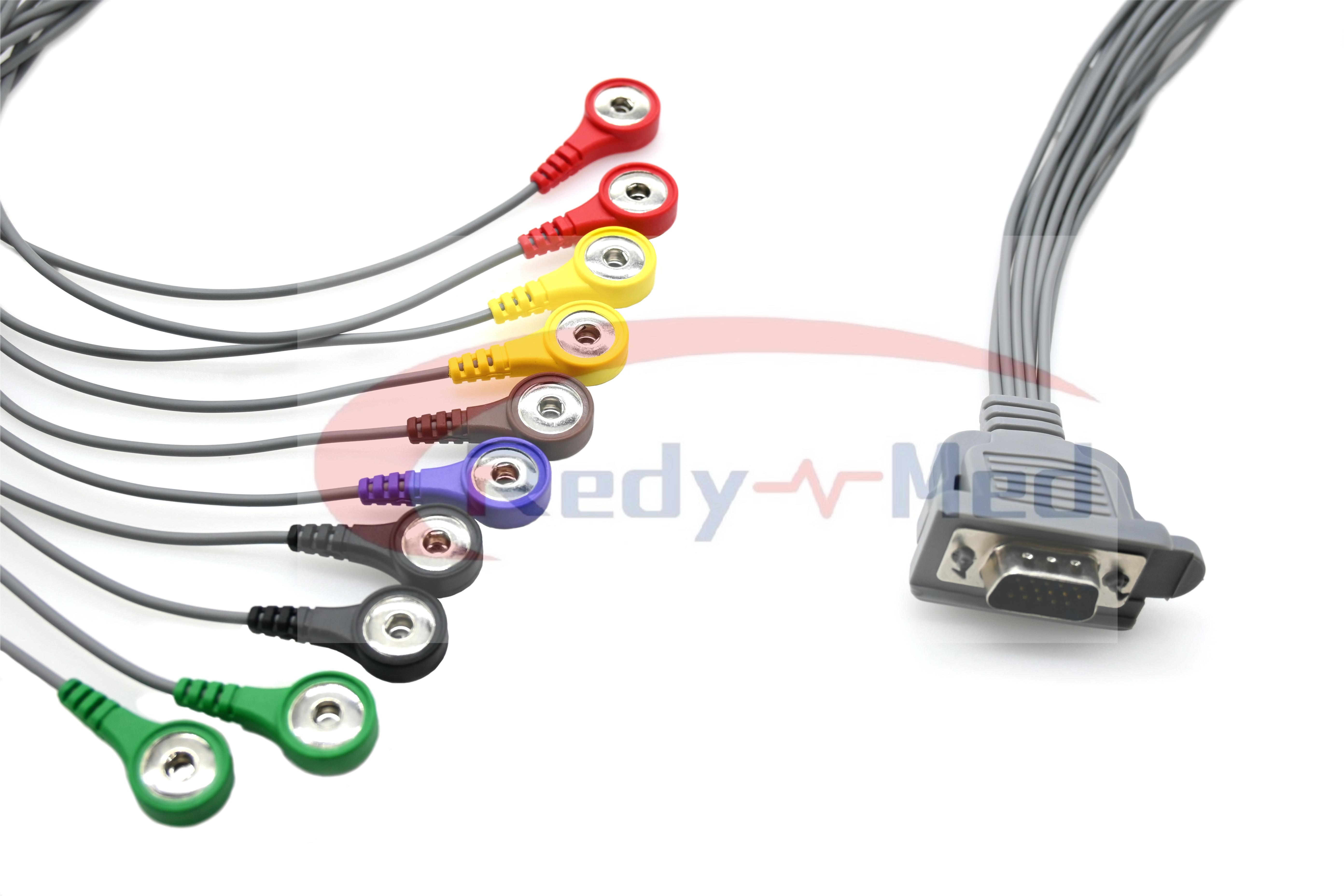 Compatibel met DMS 300-3A 300-4A 300-4L HDB 15P 10-aders Holter-kabel
