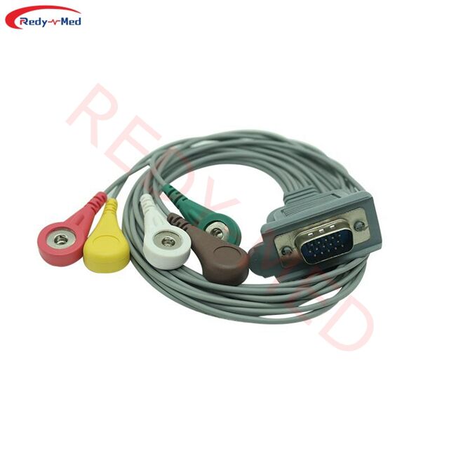 Compatibel met DMS 300-3A 300-4A 300-4L HDB 15P 5-aders Holter-kabel