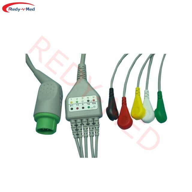 Tương thích với Emtel FX2000 3 điện cực/ 5 điện cực Dây cáp ECG một mảnh