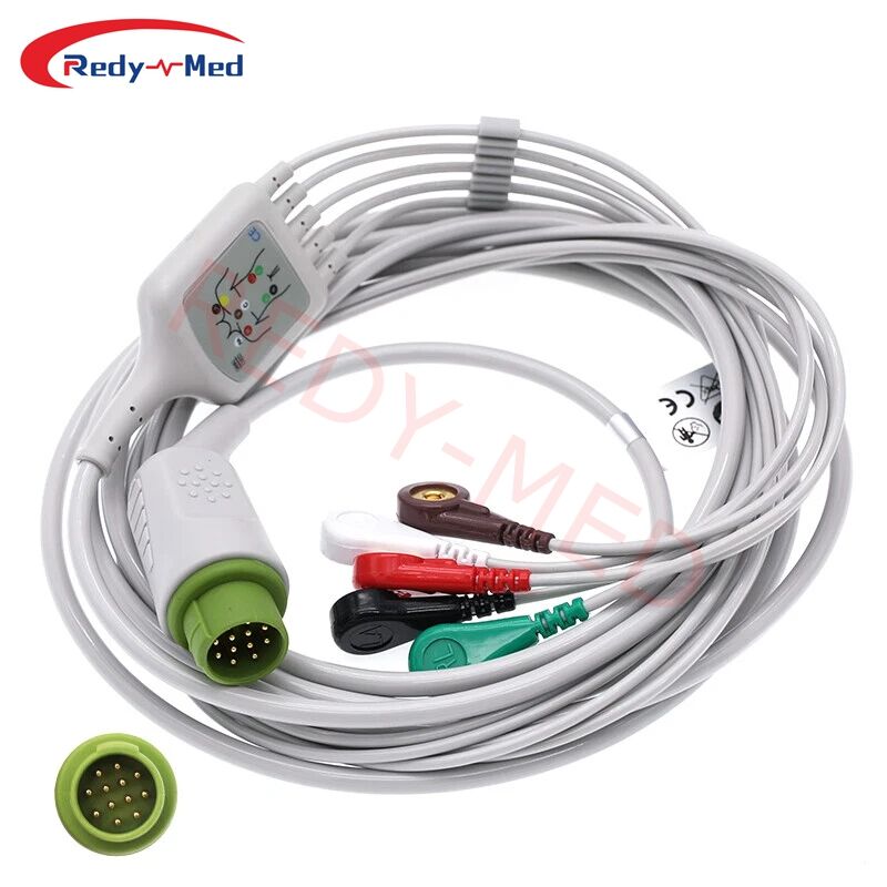Compatible With Biolight M7000, M8000A, M8500, M9500 One-Piece 3 Lead/ 5 Lead ECG Cable,12P