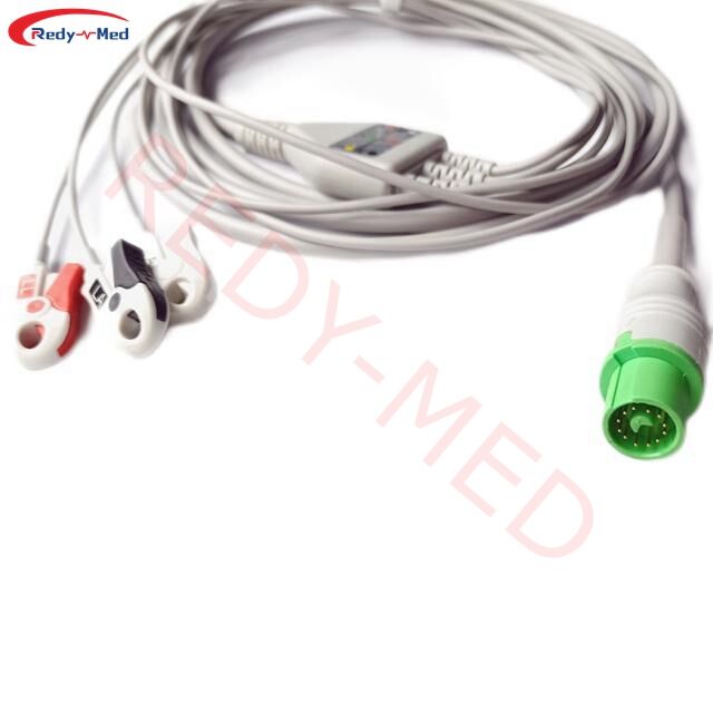 Zgodne z Fukuda Denshi Dynascope DS-5100/ DS-5100E/ DS-5300W/ DS-5400/ DS-7001 Kabel EKG 3 prowadzeń/ 5 prowadzeń